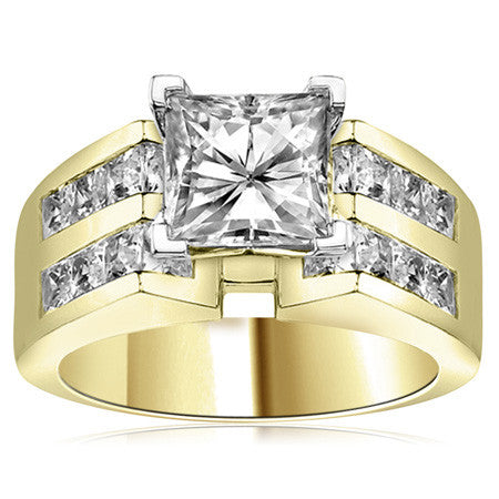 Square Moissanite Engagement Ring Setting, 2.1ct