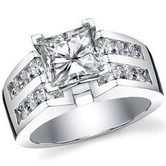 Square Moissanite Engagement Ring Setting, 2.1ct