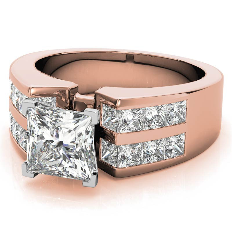 Square Moissanite Engagement Ring Setting, 2.1ct