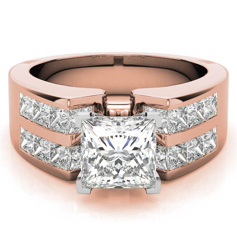 Square Moissanite Engagement Ring Setting, 2.1ct