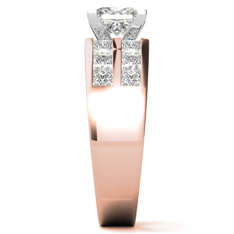 Square Moissanite Engagement Ring Setting, 2.1ct