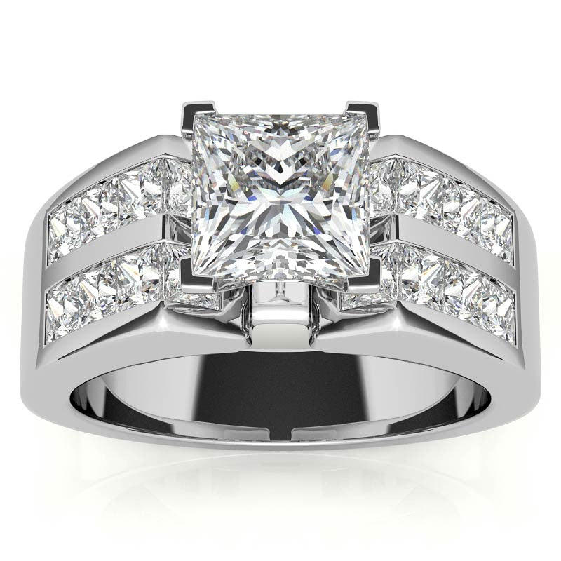 Square Moissanite Engagement Ring Setting, 2.1ct