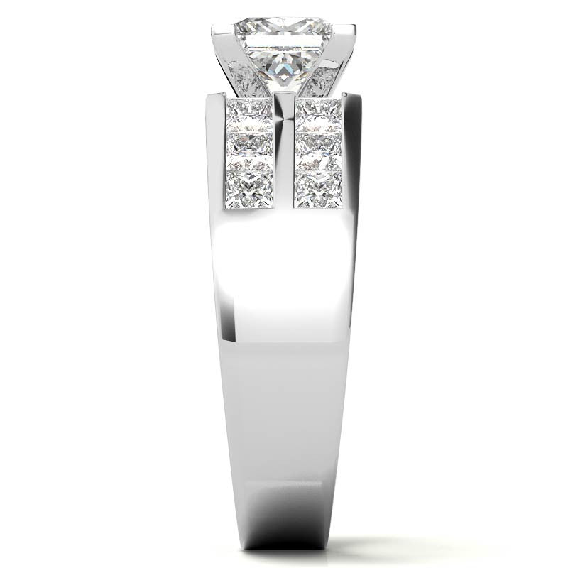 Square Moissanite Engagement Ring Setting, 2.1ct