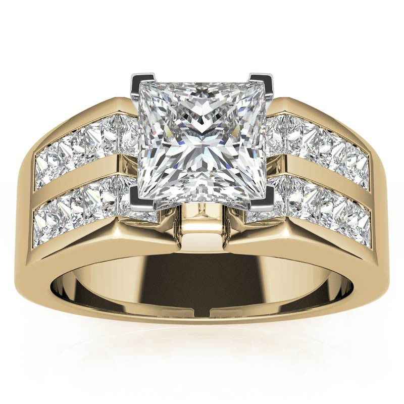 Square Moissanite Engagement Ring Setting, 2.1ct