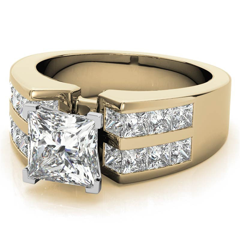Square Moissanite Engagement Ring Setting, 2.1ct