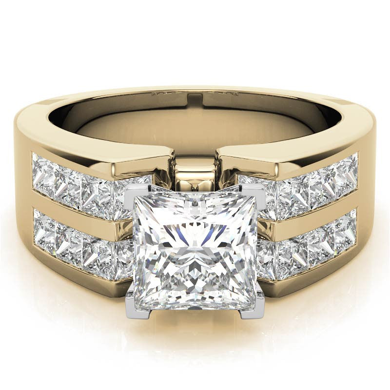 Square Moissanite Engagement Ring Setting, 2.1ct