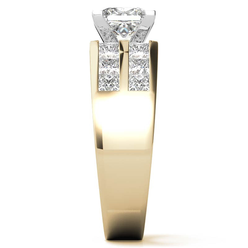 Square Moissanite Engagement Ring Setting, 2.1ct