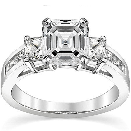 4mm Square Moissanite Engagement Ring Setting 1.64ct
