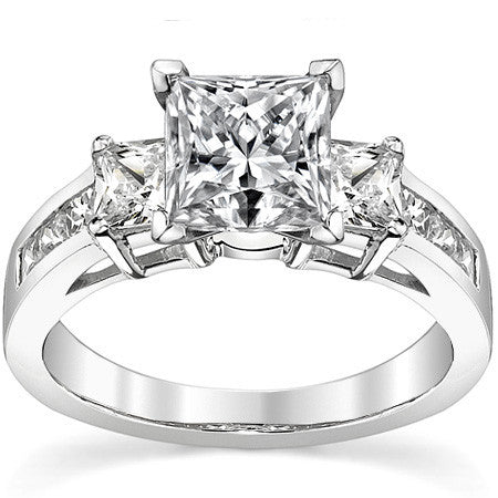 4mm Square Moissanite Engagement Ring Setting 1.64ct