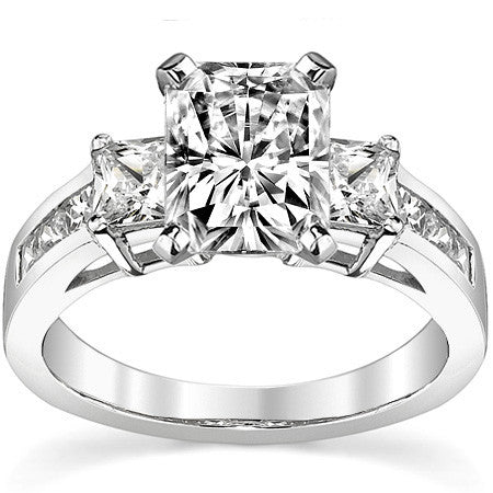 4mm Square Moissanite Engagement Ring Setting 1.64ct