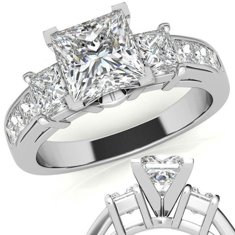4mm Square Moissanite Engagement Ring Setting 1.64ct
