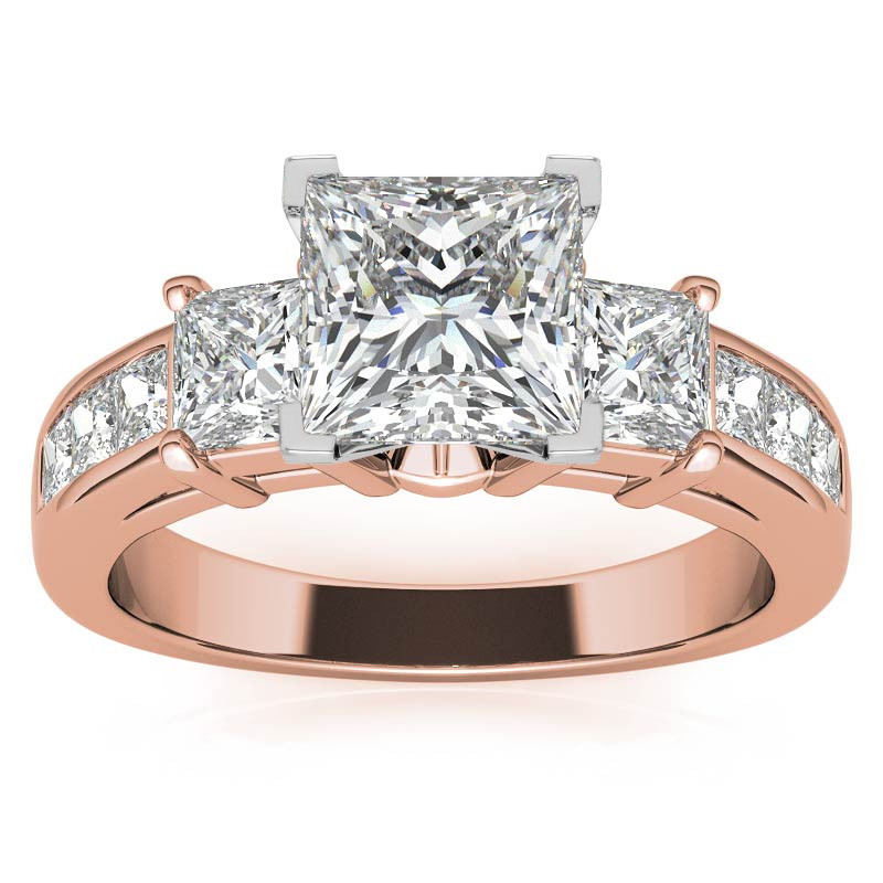4mm Square Moissanite Engagement Ring Setting 1.64ct