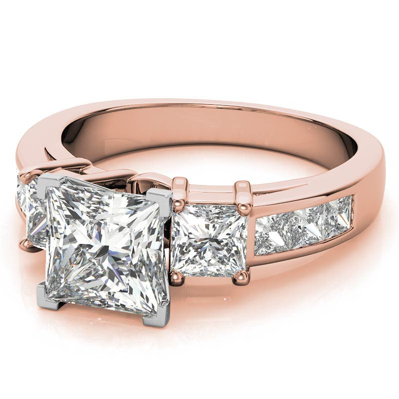 4mm Square Moissanite Engagement Ring Setting 1.64ct