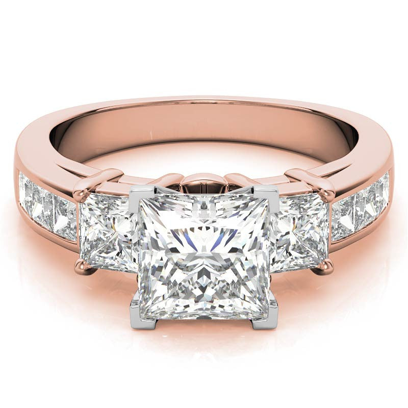 4mm Square Moissanite Engagement Ring Setting 1.64ct
