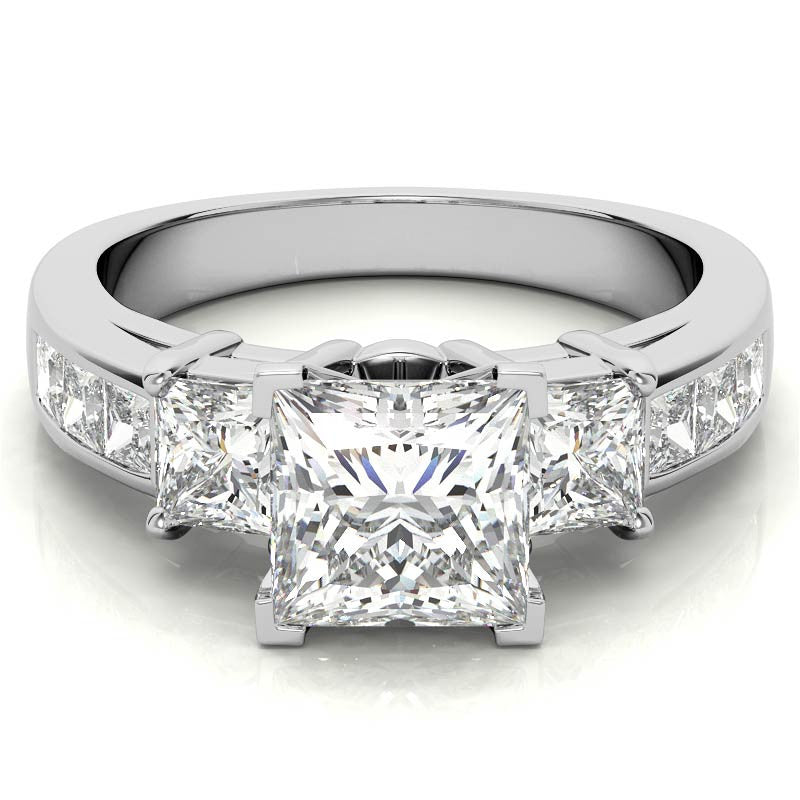 4mm Square Moissanite Engagement Ring Setting 1.64ct