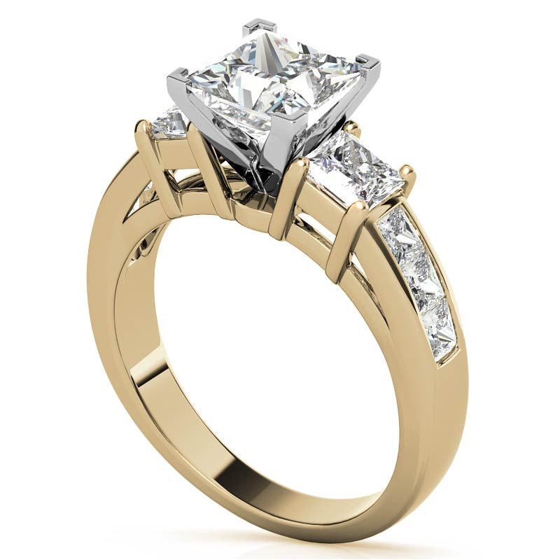 4mm Square Moissanite Engagement Ring Setting 1.64ct