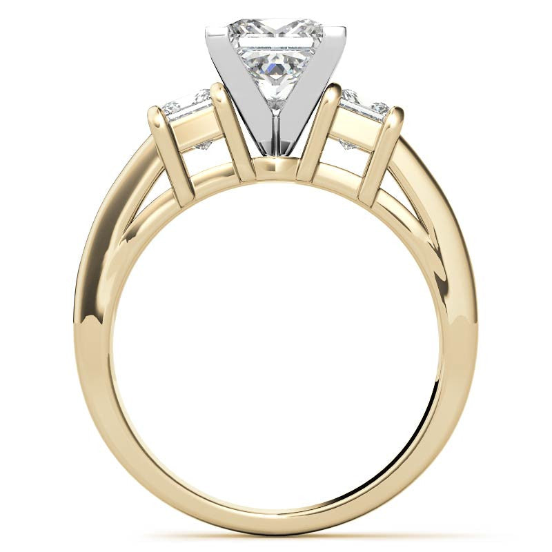 4mm Square Moissanite Engagement Ring Setting 1.64ct