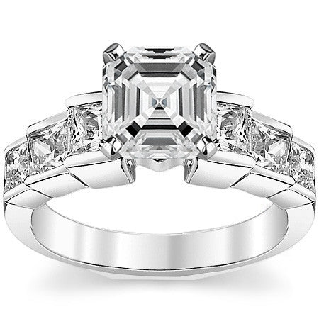 3.5mm Princess cut Moissanite Engagement Ring Setting 1.5ct
