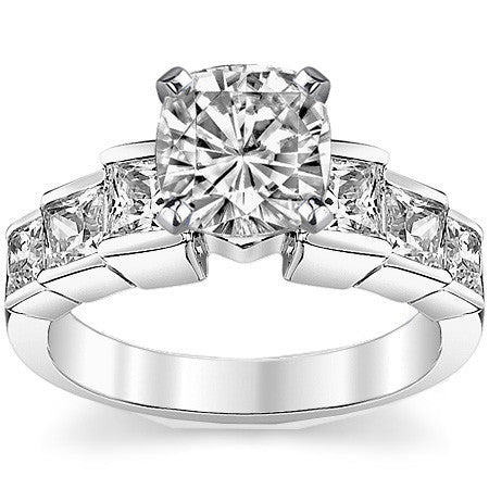 3.5mm Princess cut Moissanite Engagement Ring Setting 1.5ct