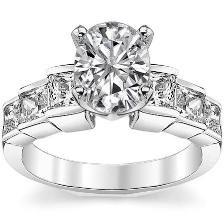 3.5mm Princess cut Moissanite Engagement Ring Setting 1.5ct