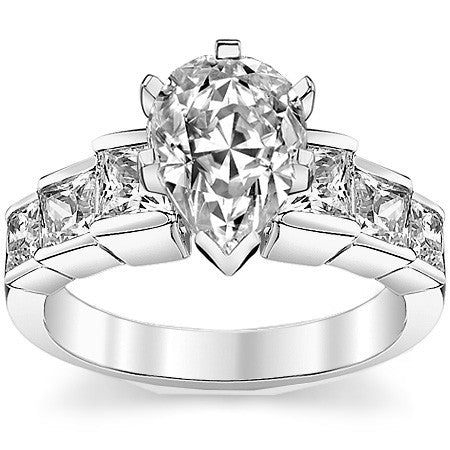 3.5mm Princess cut Moissanite Engagement Ring Setting 1.5ct