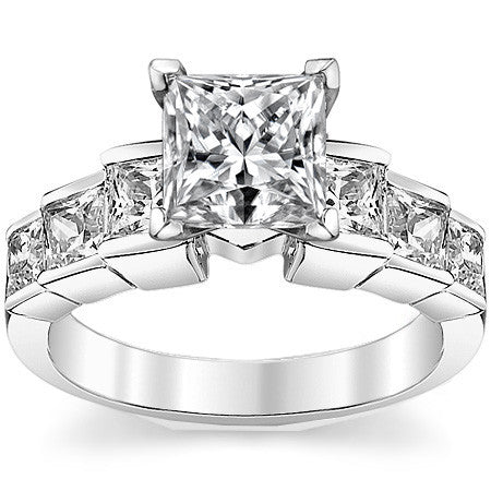 3.5mm Princess cut Moissanite Engagement Ring Setting 1.5ct
