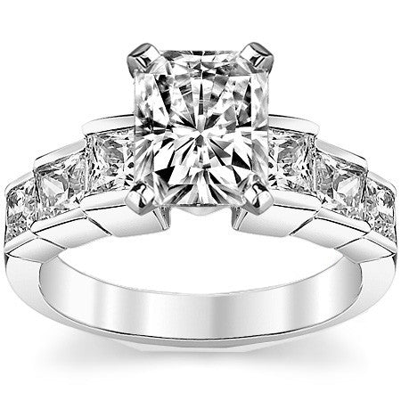 3.5mm Princess cut Moissanite Engagement Ring Setting 1.5ct