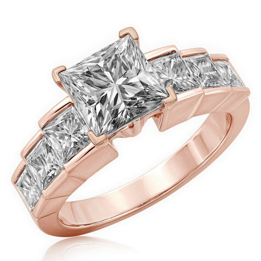 3.5mm Princess cut Moissanite Engagement Ring Setting 1.5ct