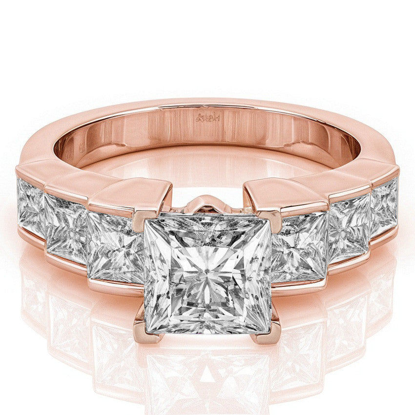 3.5mm Princess cut Moissanite Engagement Ring Setting 1.5ct
