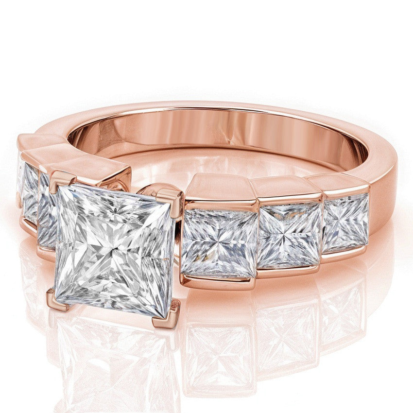3.5mm Princess cut Moissanite Engagement Ring Setting 1.5ct