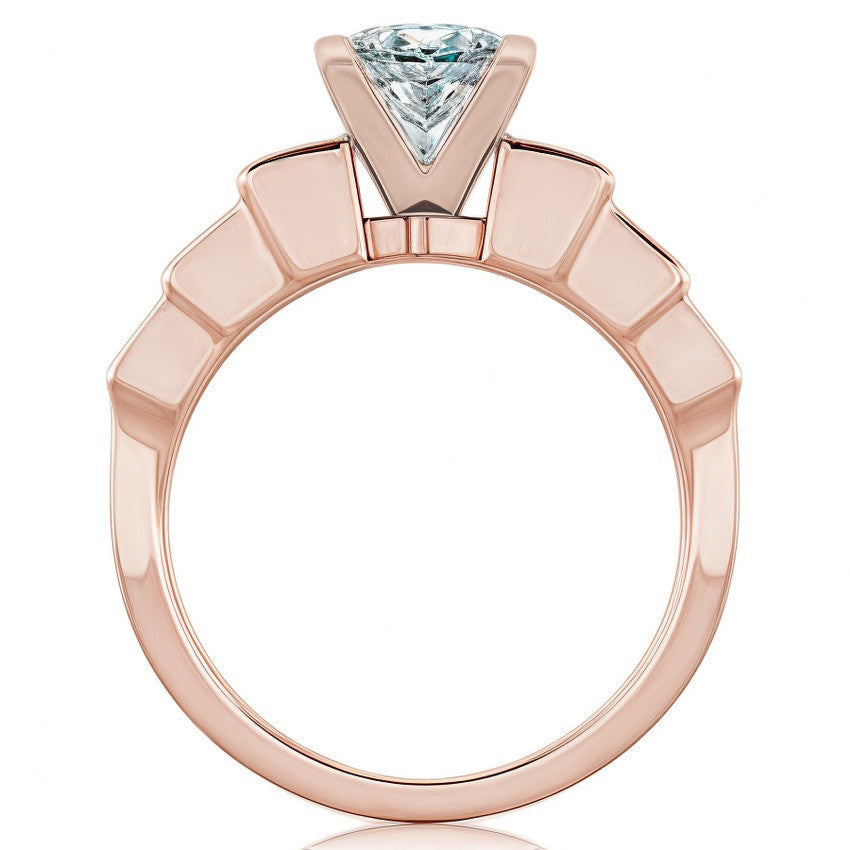 3.5mm Princess cut Moissanite Engagement Ring Setting 1.5ct