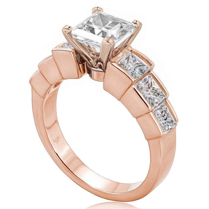 3.5mm Princess cut Moissanite Engagement Ring Setting 1.5ct