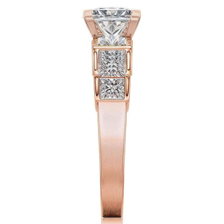 3.5mm Princess cut Moissanite Engagement Ring Setting 1.5ct