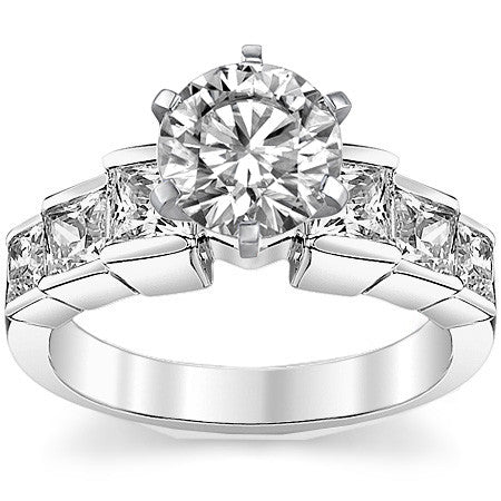 3.5mm Princess cut Moissanite Engagement Ring Setting 1.5ct