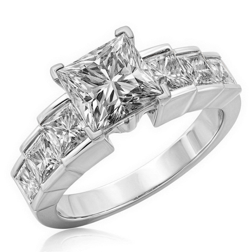 3.5mm Princess cut Moissanite Engagement Ring Setting 1.5ct
