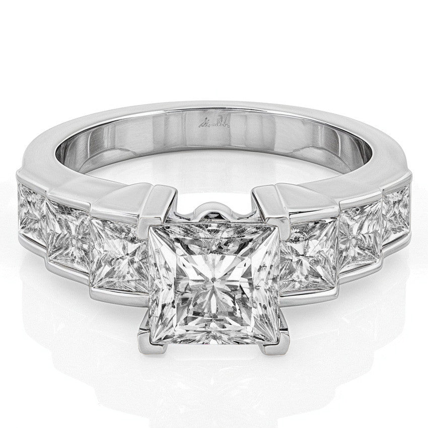 3.5mm Princess cut Moissanite Engagement Ring Setting 1.5ct