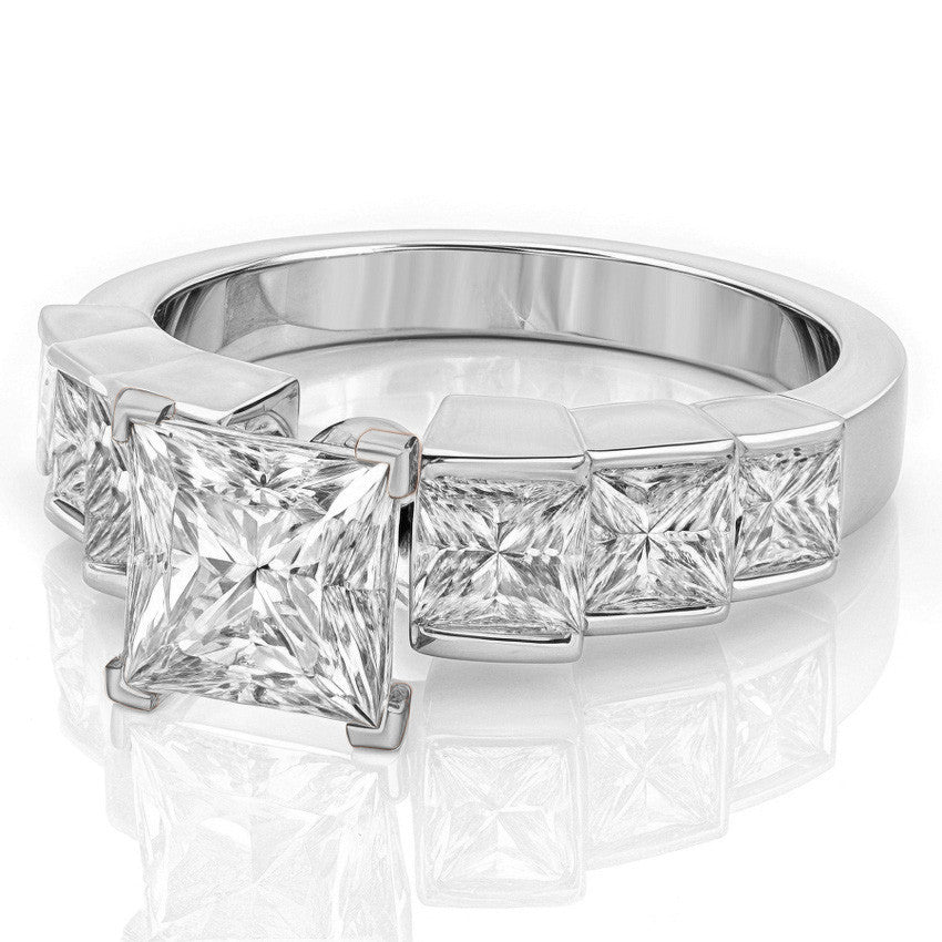 3.5mm Princess cut Moissanite Engagement Ring Setting 1.5ct