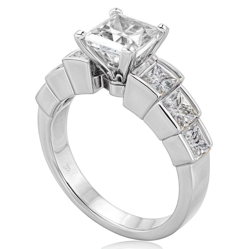 3.5mm Princess cut Moissanite Engagement Ring Setting 1.5ct
