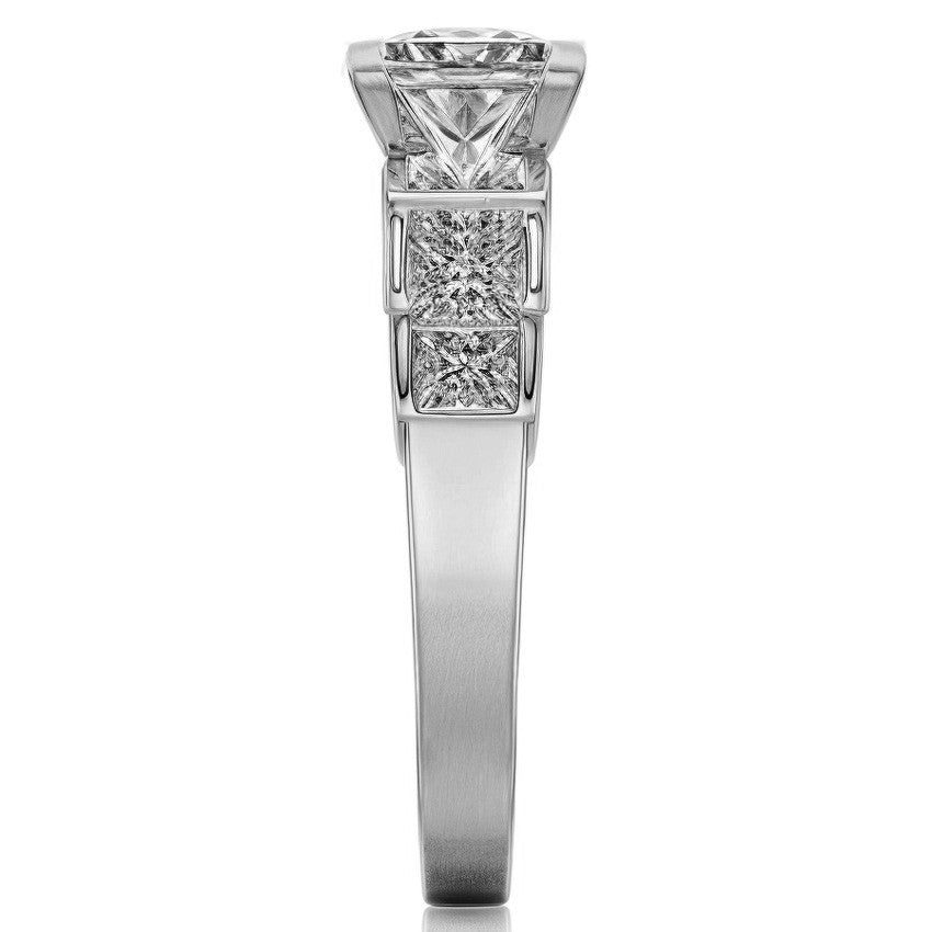 3.5mm Princess cut Moissanite Engagement Ring Setting 1.5ct