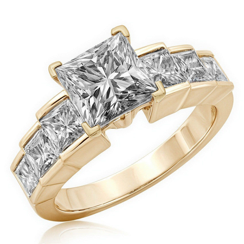 3.5mm Princess cut Moissanite Engagement Ring Setting 1.5ct
