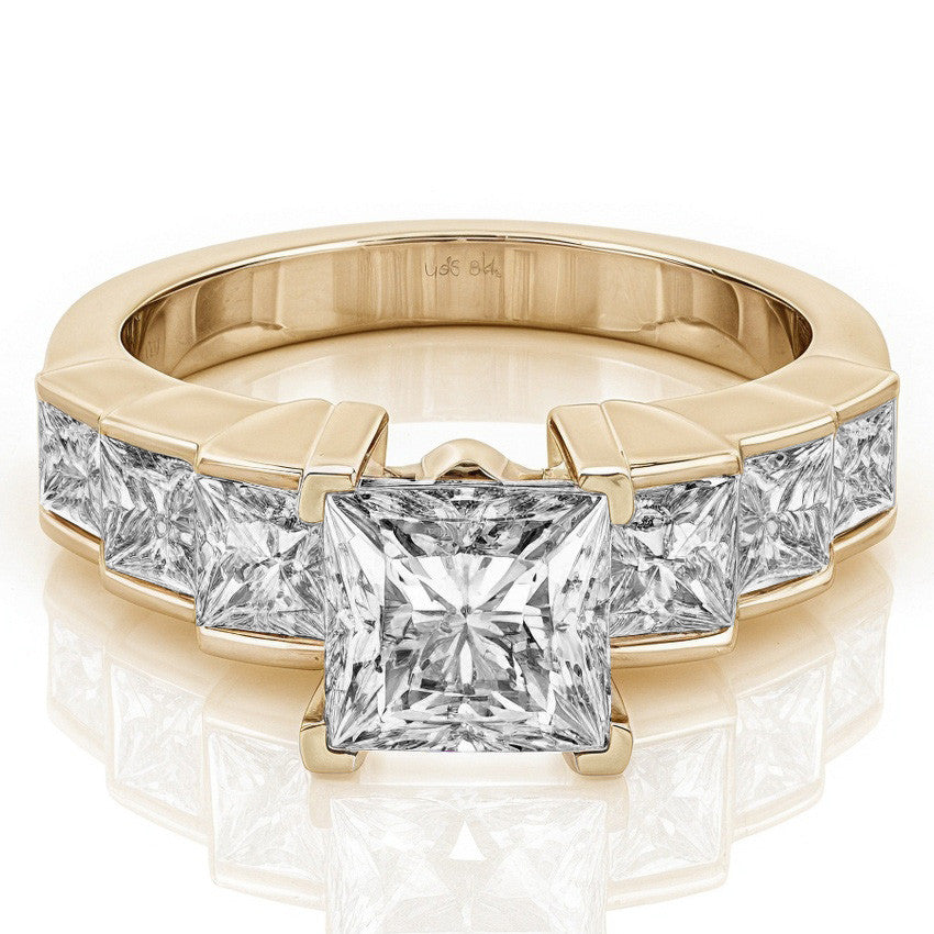 3.5mm Princess cut Moissanite Engagement Ring Setting 1.5ct