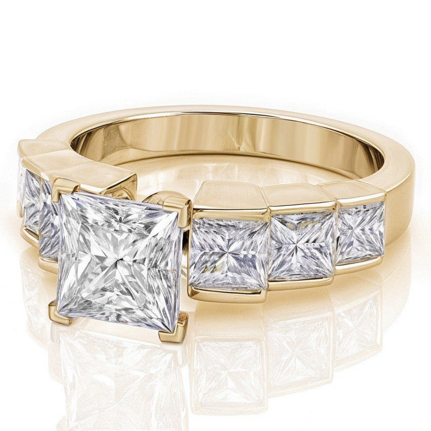 3.5mm Princess cut Moissanite Engagement Ring Setting 1.5ct