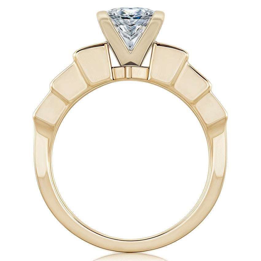 3.5mm Princess cut Moissanite Engagement Ring Setting 1.5ct
