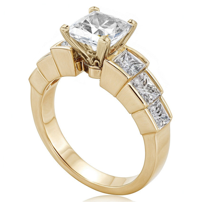 3.5mm Princess cut Moissanite Engagement Ring Setting 1.5ct