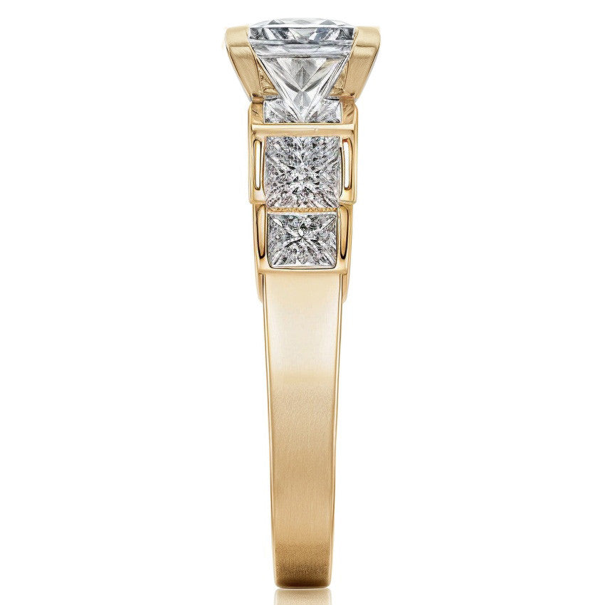 3.5mm Princess cut Moissanite Engagement Ring Setting 1.5ct
