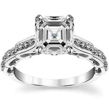 Round Brilliant Moissanite Designer Inspired Engagement Ring, 0.48ct