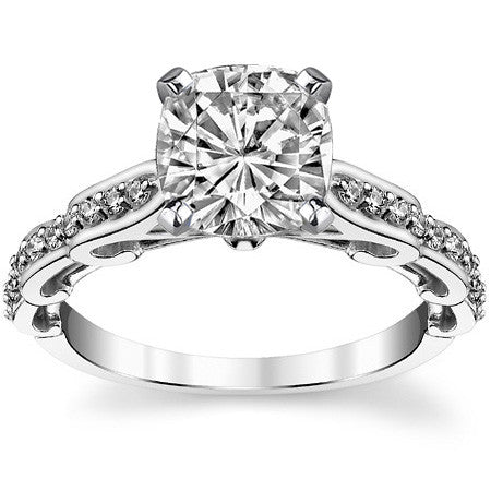 Round Brilliant Moissanite Designer Inspired Engagement Ring, 0.48ct