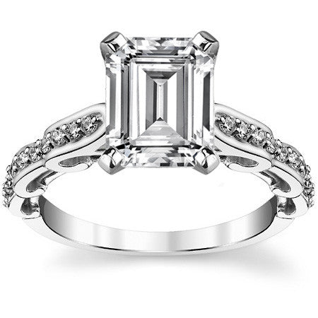 Round Brilliant Moissanite Designer Inspired Engagement Ring, 0.48ct