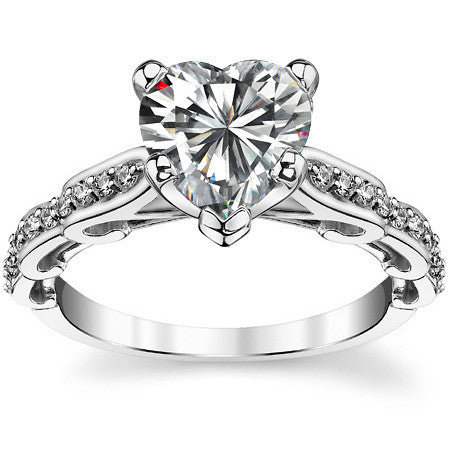 Round Brilliant Moissanite Designer Inspired Engagement Ring, 0.48ct