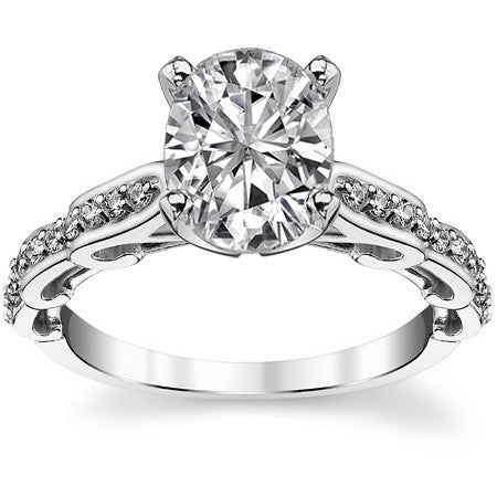 Round Brilliant Moissanite Designer Inspired Engagement Ring, 0.48ct